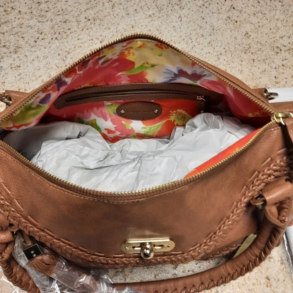 GIANNI BINI SADDLE BROWN BROOKLYN‎ SATCHEL HANDBAG